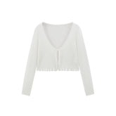 Women's Lettuce-Edge Cropped Cardigan